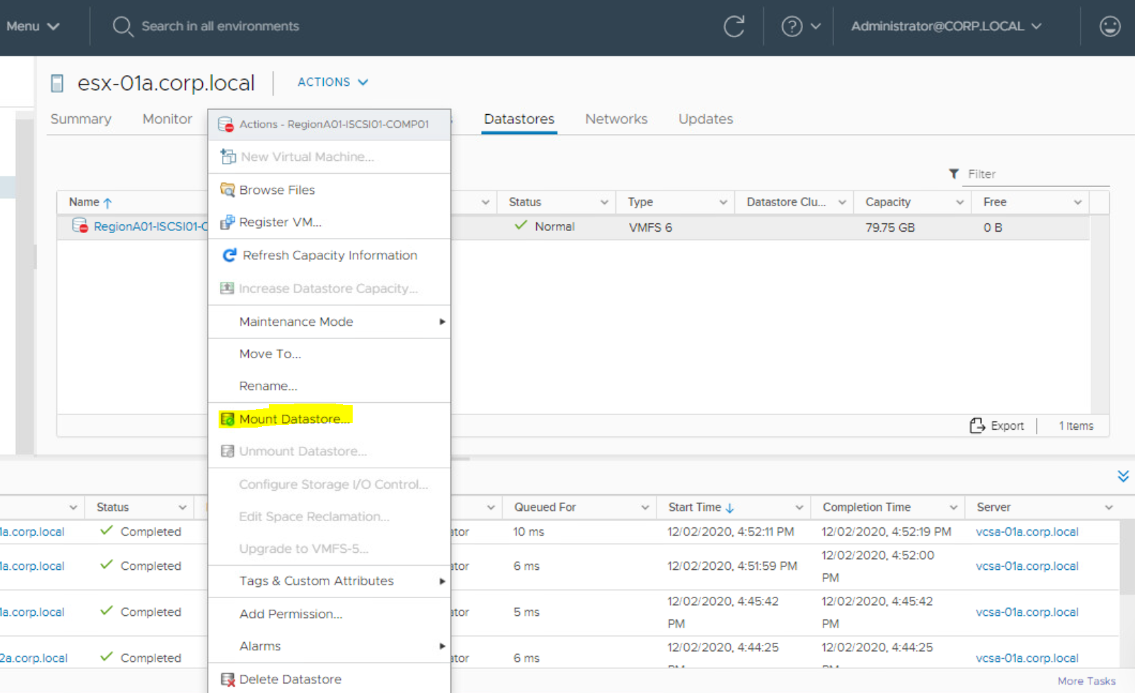 How to recover an accidentally deleted ESXi Datastore in vSphere 7, 6.5